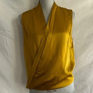 Diane Von Furstenberg New Issie Sleeveless Draped Wrap Top - Mustard Yellow